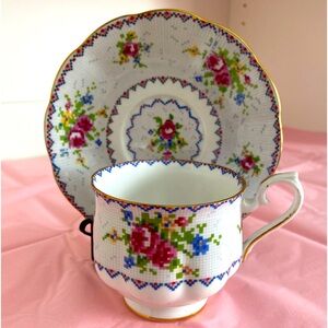 Royal Albert Bone China Teacup and Saucer in Pattern “Petit Point”